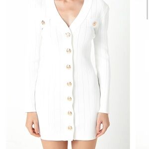 Elegant White Button-Up Dress